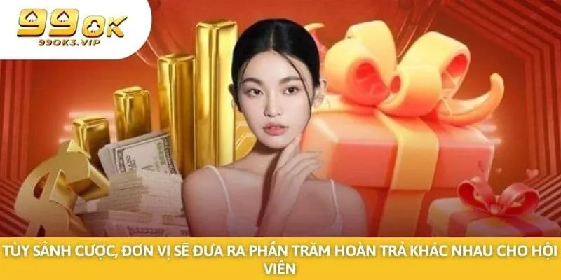 Tùy sảnh cược, đơn vị sẽ đưa ra phần trăm hoàn trả khác nhau cho hội viên